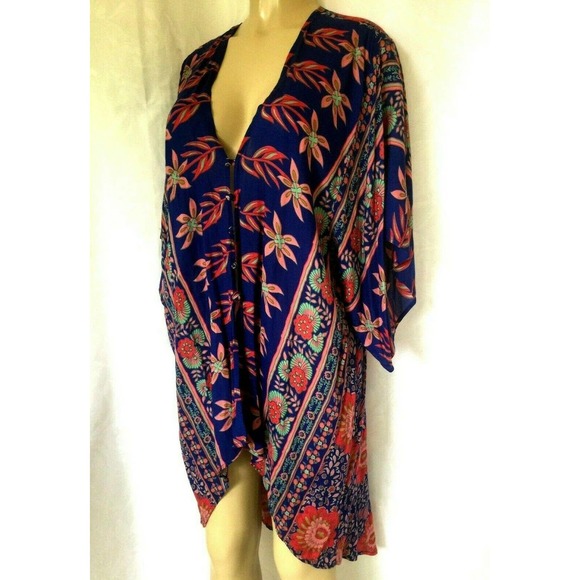 Flynn Skye Stevie Kimono Top Low High Button Flora - Picture 4 of 8